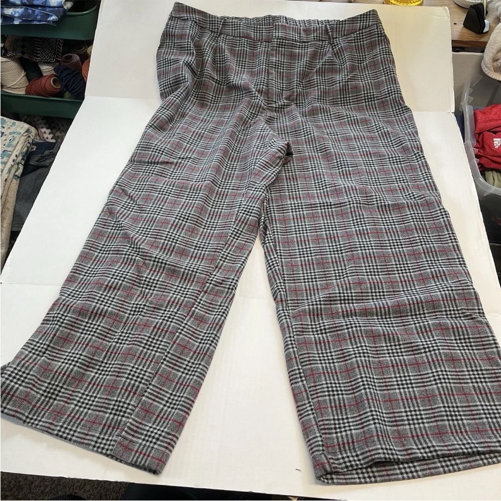 Ava Viv women’s size 24 plaid wide leg pants trousers rayon blend